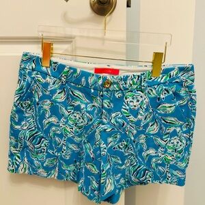 Lilly Pulitzer Teal Floral High-Waist Shorts